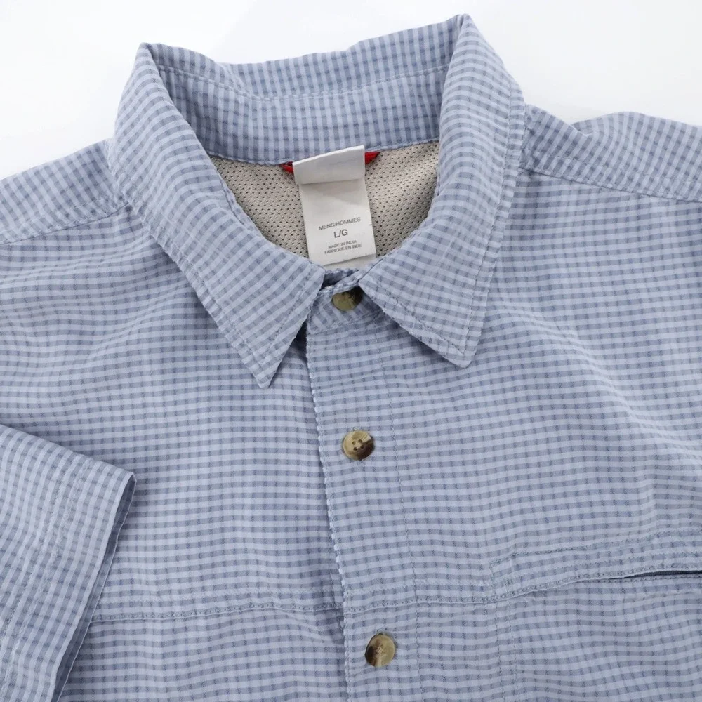 The North Face Check Short Sleeve Button Down Shirt‎ Blue Mens Large Modal Blend